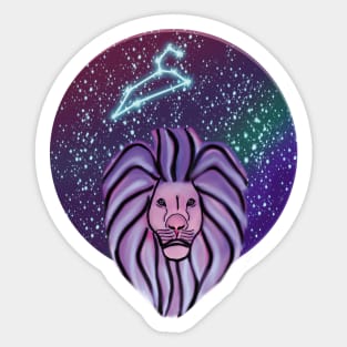 Leo Zodiac Sign Lion with Constellation Sticker